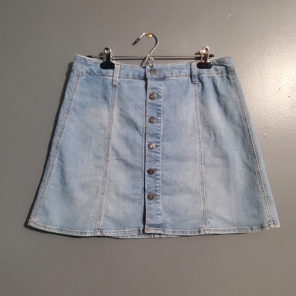 Mossimo Supply Co. Dresses & Skirts - Mossimo Mini A Line Jean Skirt Button Down Front Medium Wash Size 12